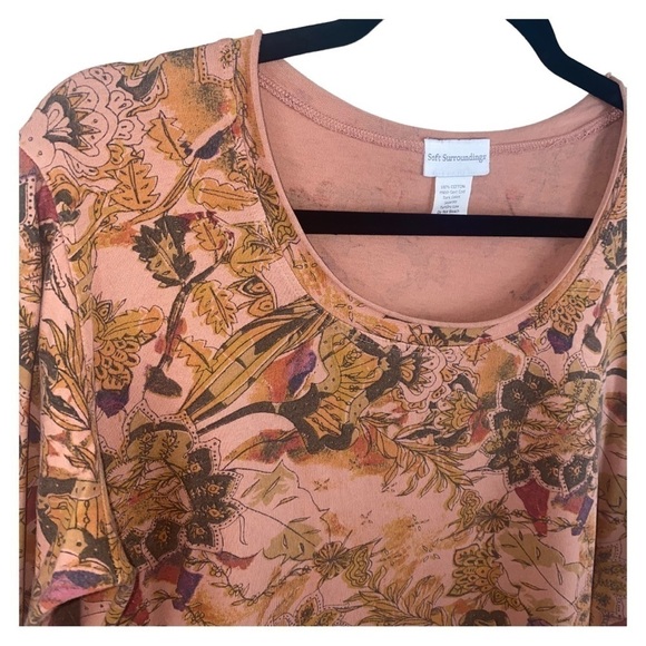 Soft Surroundings Boho Floral Print Long Sleeve Oversized Tunic - Picture 2 of 7